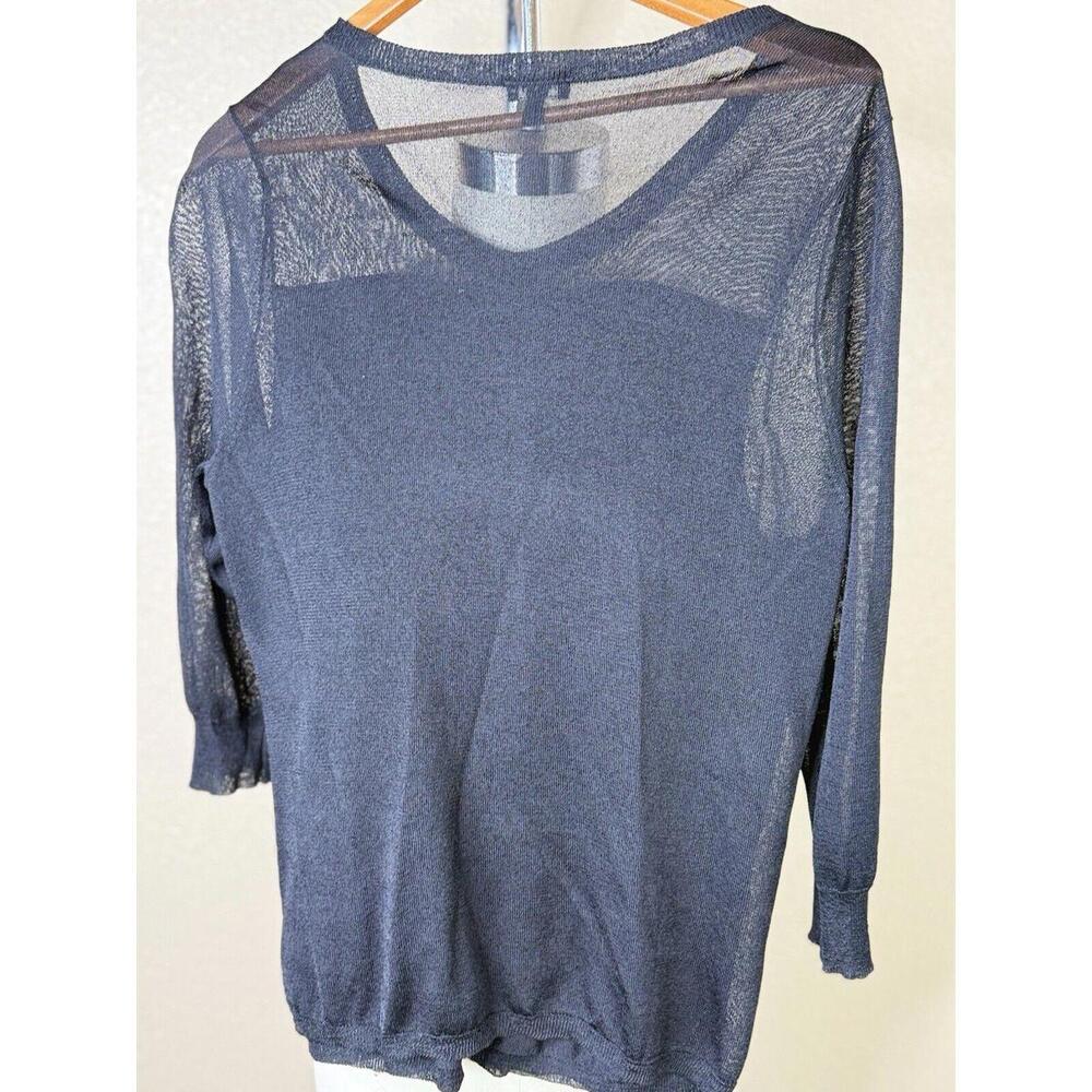 Talbots 3/4 Sleeve Button Down Women  Size L Cardigan Layered /‎ Ruffle front - Picture 8 of 9